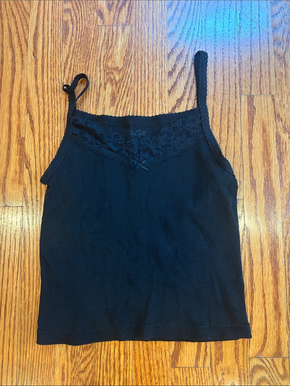John Galt Black Lace-Trim Cami Tank Top